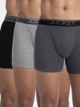 Jockey 8009 Men Super Combed Cotton Rib Solid Boxer Brief - Black/Charcoal Mel/Grey Mel (Pack of 3)