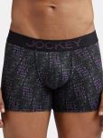 Jockey FP23 Men Super Combed Cotton Elastane Stretch Printed Trunk - Black & Plum