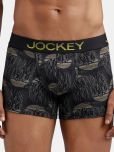 Jockey FP23 Men Super Combed Cotton Elastane Stretch Printed Trunk - Black & Empire Yellow