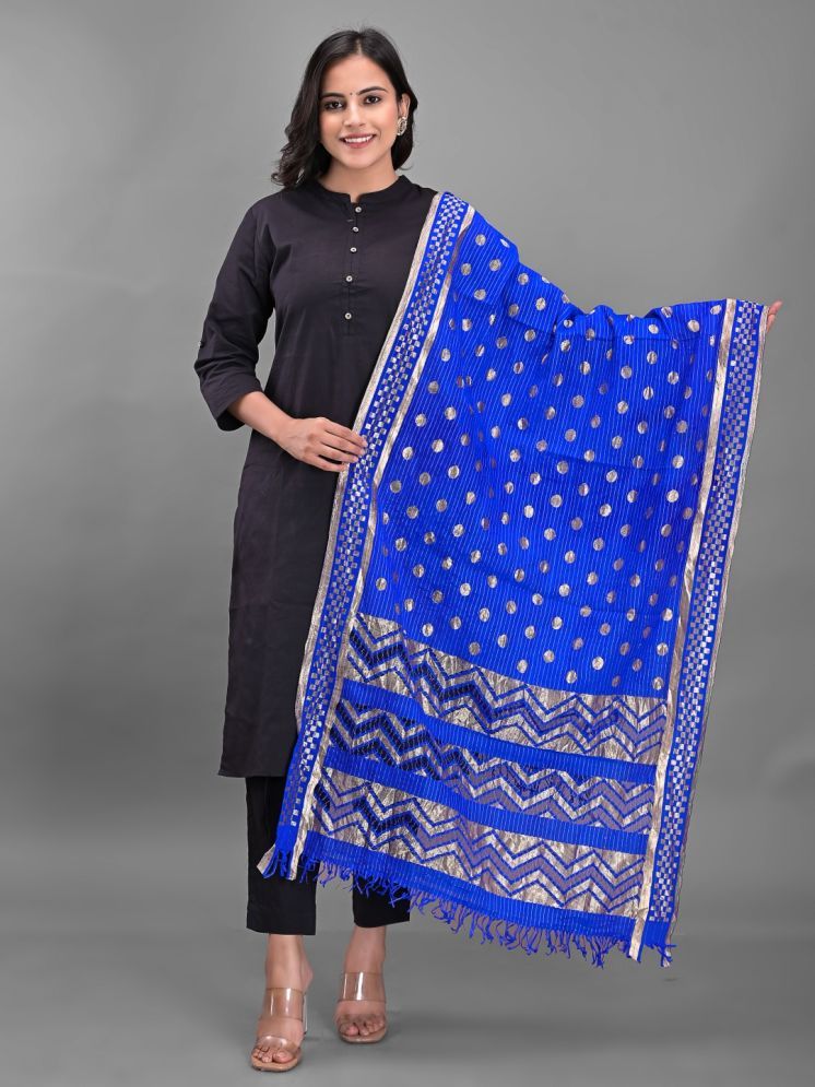     			Anjaneya Creations Blue Silk Women's Dupatta - ( Pack of 1 )