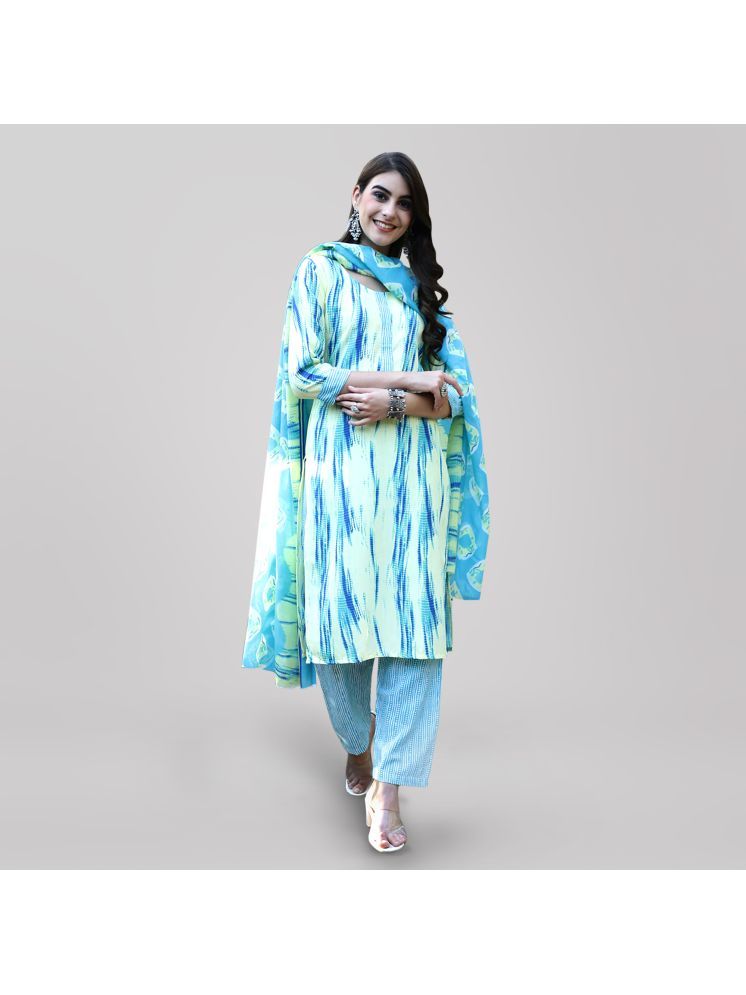     			Ethnic Basket Cotton Printed Kurti With Pants Women's Stitched Salwar Suit - Multicolor ( Pack of 1 )