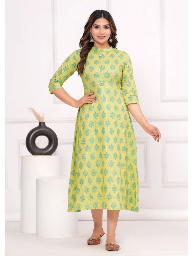     			GlowWorld Cotton Printed A-line Women's Kurti - Green ( Pack of 1 )