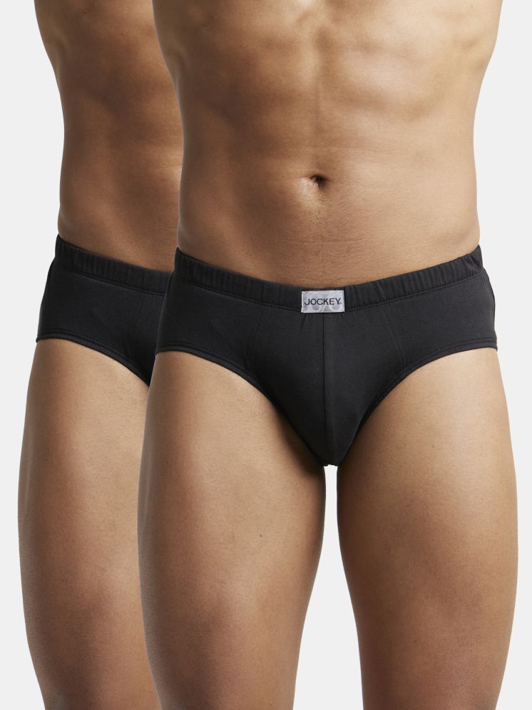     			Jockey 8035 Men Super Combed Cotton Solid Poco Brief - Black (Pack of 2)