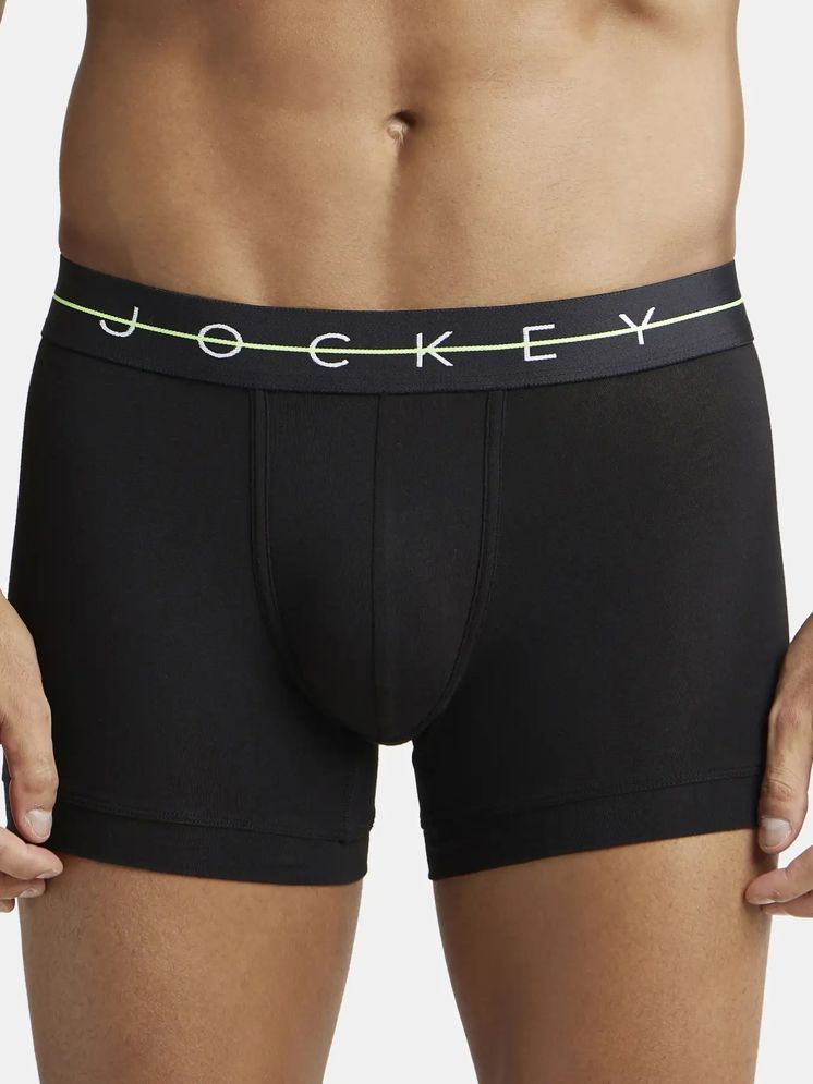     			Jockey NY16 Men Cotton Elastane Stretch Solid Trunk - Black