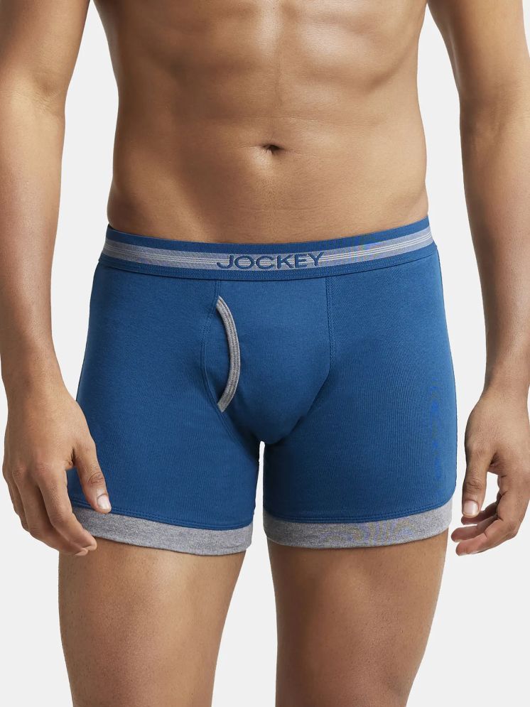     			Jockey 1017 Men Super Combed Cotton Rib Solid Boxer Brief - Poseidon & Mid Grey Mel