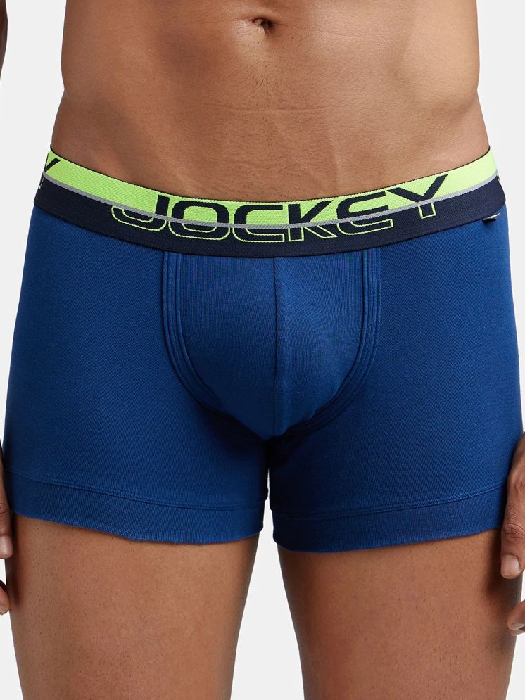     			Jockey FP03 Men Super Combed Cotton Rib Solid Trunk with Ultrasoft Waistband - Estate Blue