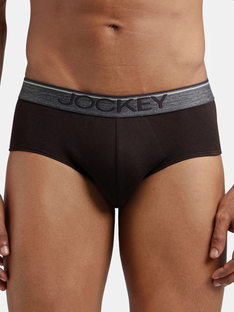     			Jockey 8037 Men Super Combed Cotton Solid Brief with Ultrasoft Waistband - Brown