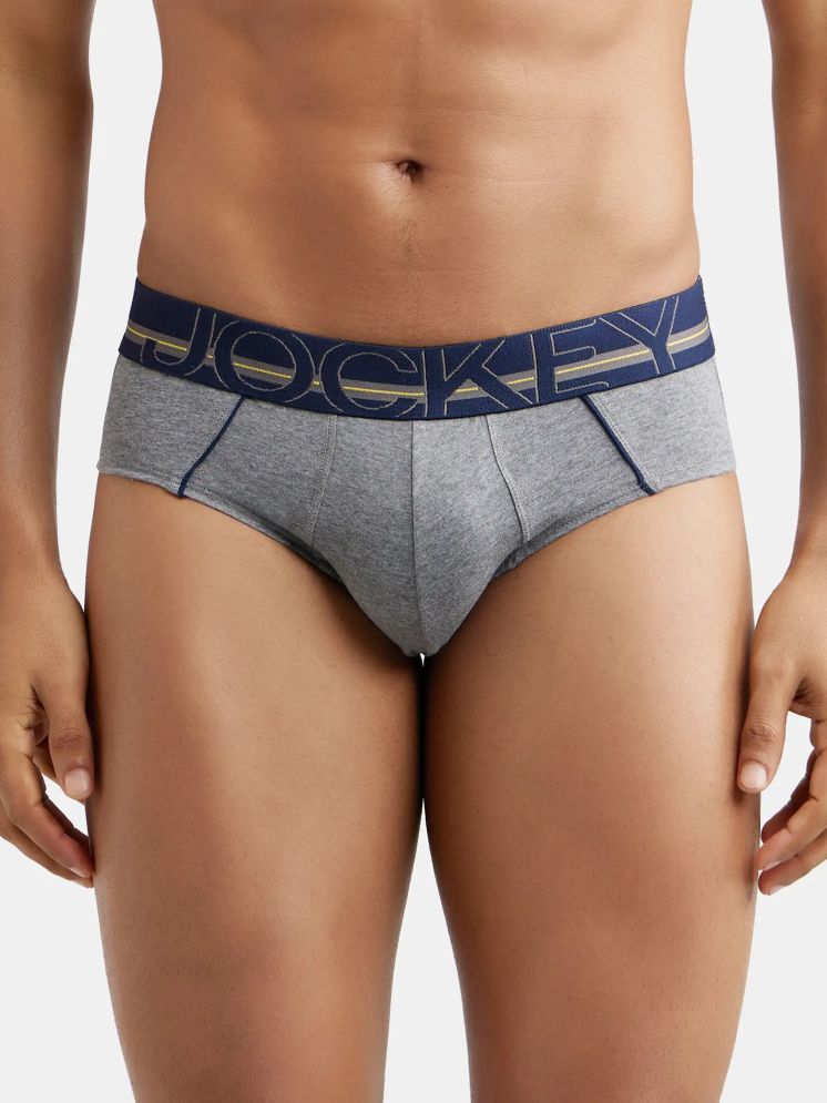     			Jockey US14 Men Super Combed Cotton Solid Brief with Ultrasoft Waistband - Mid Grey Melange