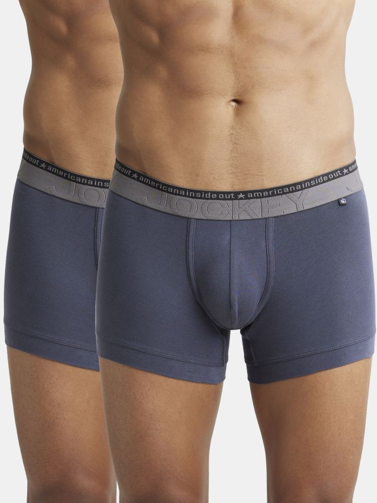     			Jockey US60 Men Super Combed Cotton Elastane Solid Trunk - Graphite (Pack of 2)