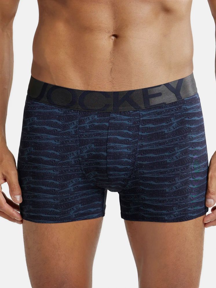     			Jockey IC30 Men Tactel Microfiber Elastane Stretch Printed Trunk - True Navy Printed