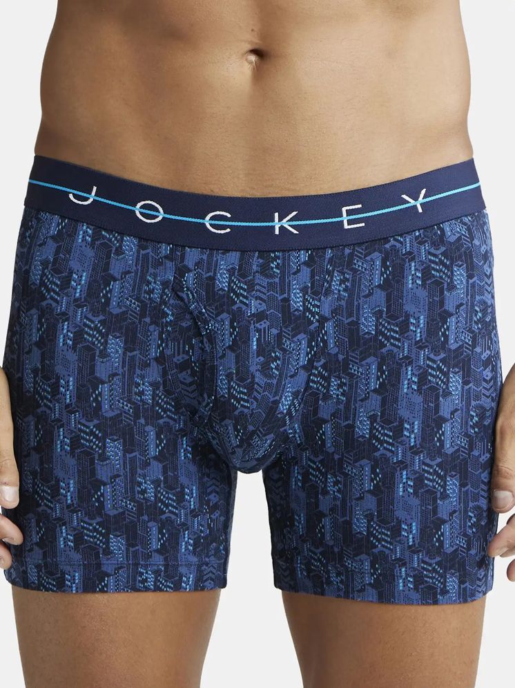     			Jockey NY03 Men Super Combed Cotton Elastane Stretch Printed Boxer Brief - Navy