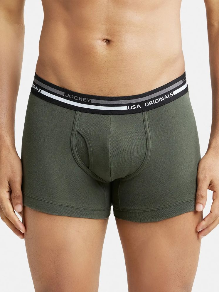     			Jockey UI22 Men Super Combed Cotton Rib Trunk with Ultrasoft Waistband - Deep Olive