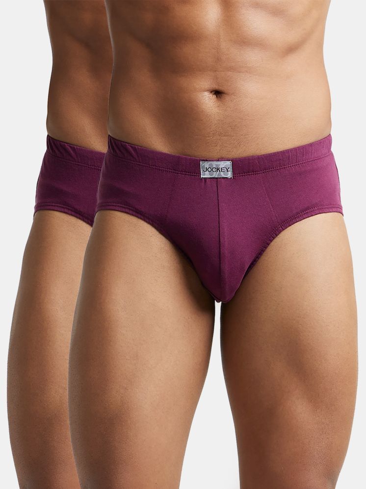     			Jockey 8035 Men Super Combed Cotton Solid Poco Brief - Wine Tasting (Pack of 2)