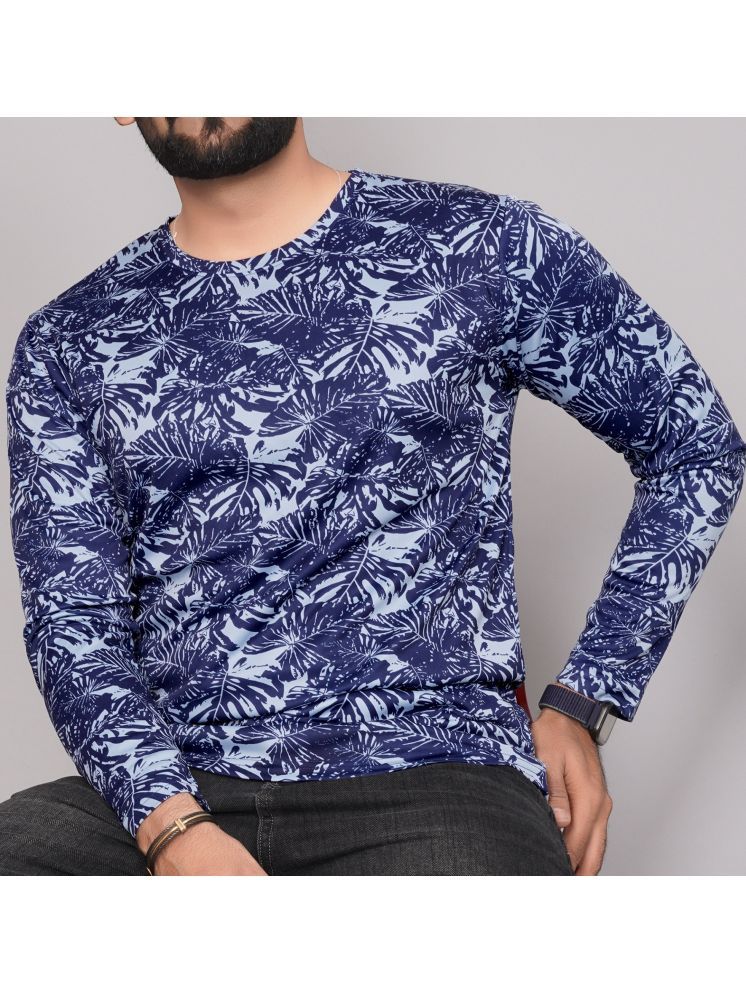     			KAJARU Polyester Regular Fit Printed Full Sleeves Men's Round T-Shirt - Navy ( Pack of 1 )