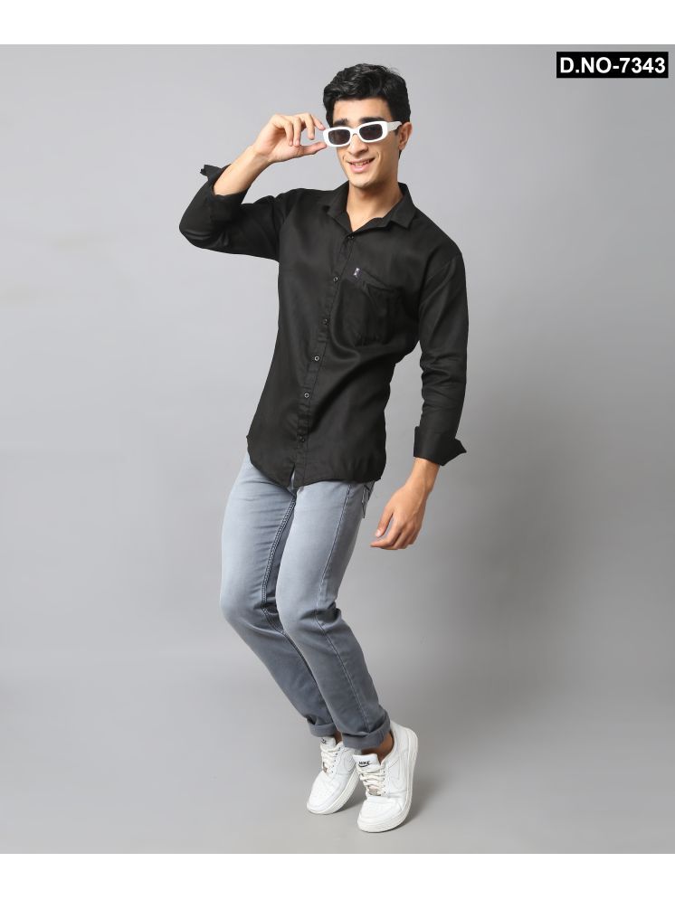     			NEW-18 100% Cotton Regular Fit Solids Full Sleeves Men's Casual Shirt - Black ( Pack of 1 )