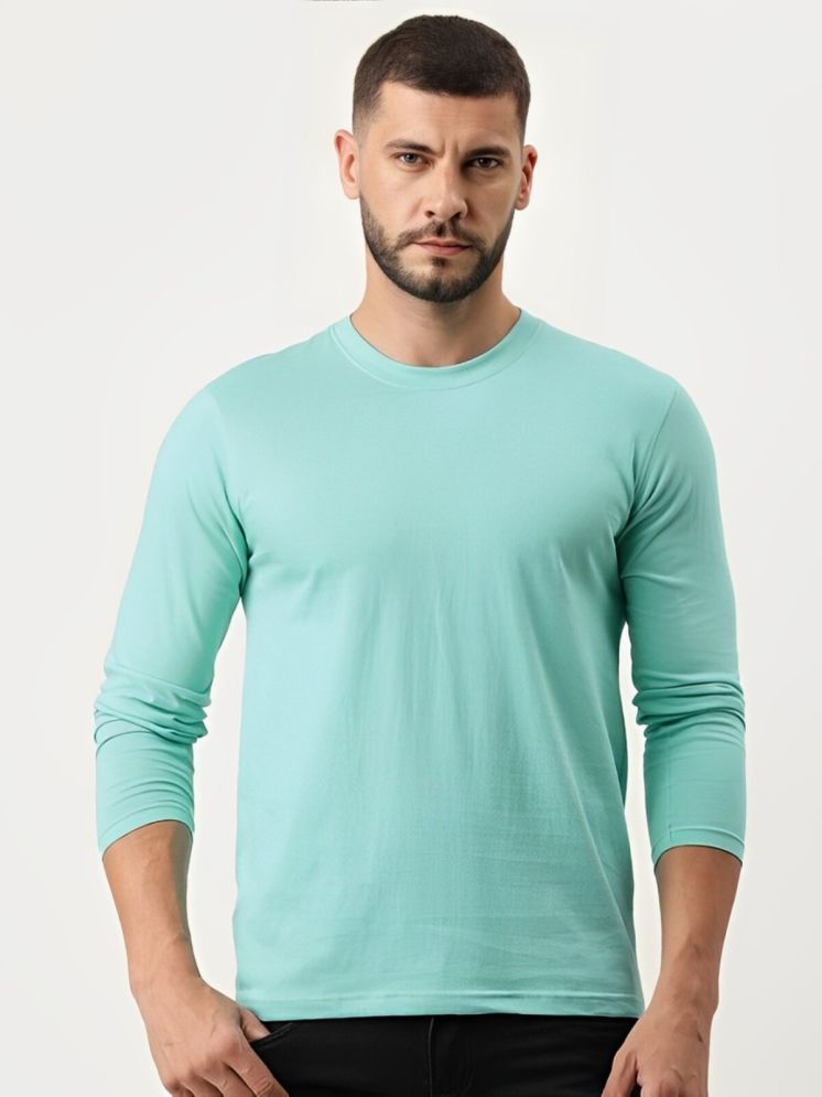     			plusperfaction Cotton Blend Regular Fit Solid Full Sleeves Men's Round T-Shirt - Sea Green ( Pack of 1 )