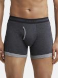 Jockey 1017 Men Super Combed Cotton Rib Solid Boxer Brief - Black Melange & Mid Grey