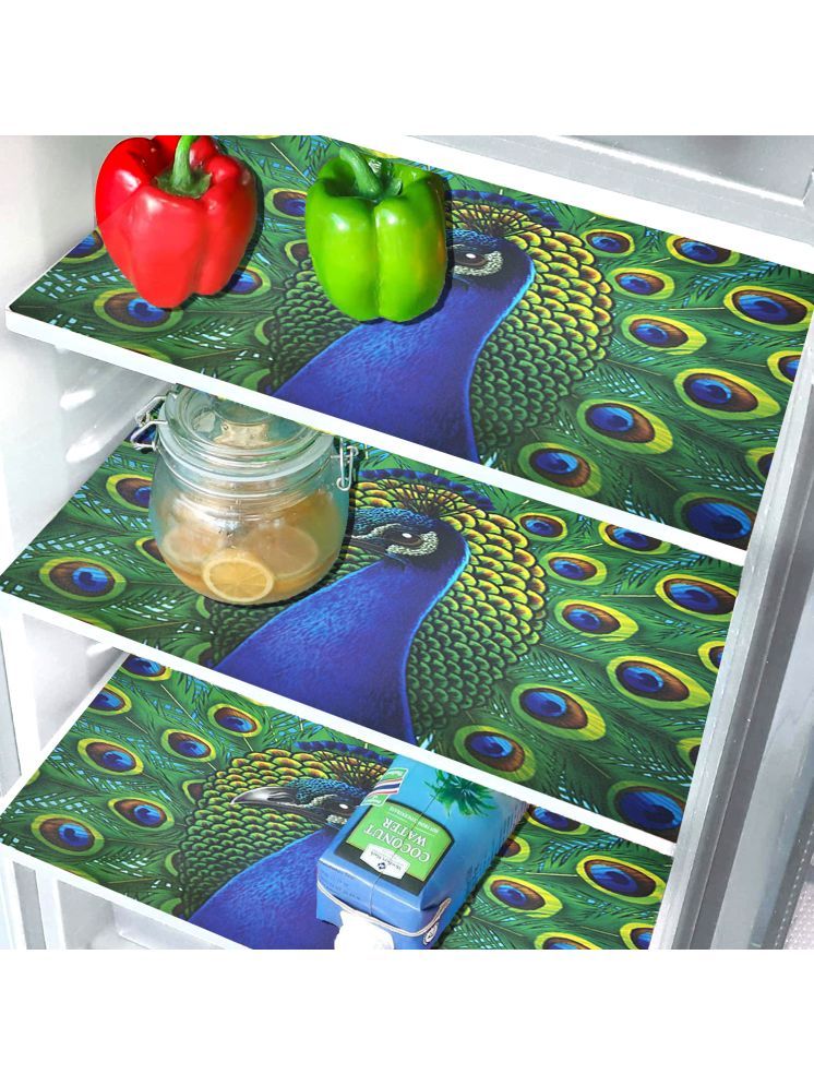     			Crosmo PVC Birds Fridge Mats ( 43 28 ) Pack of 3 - Green