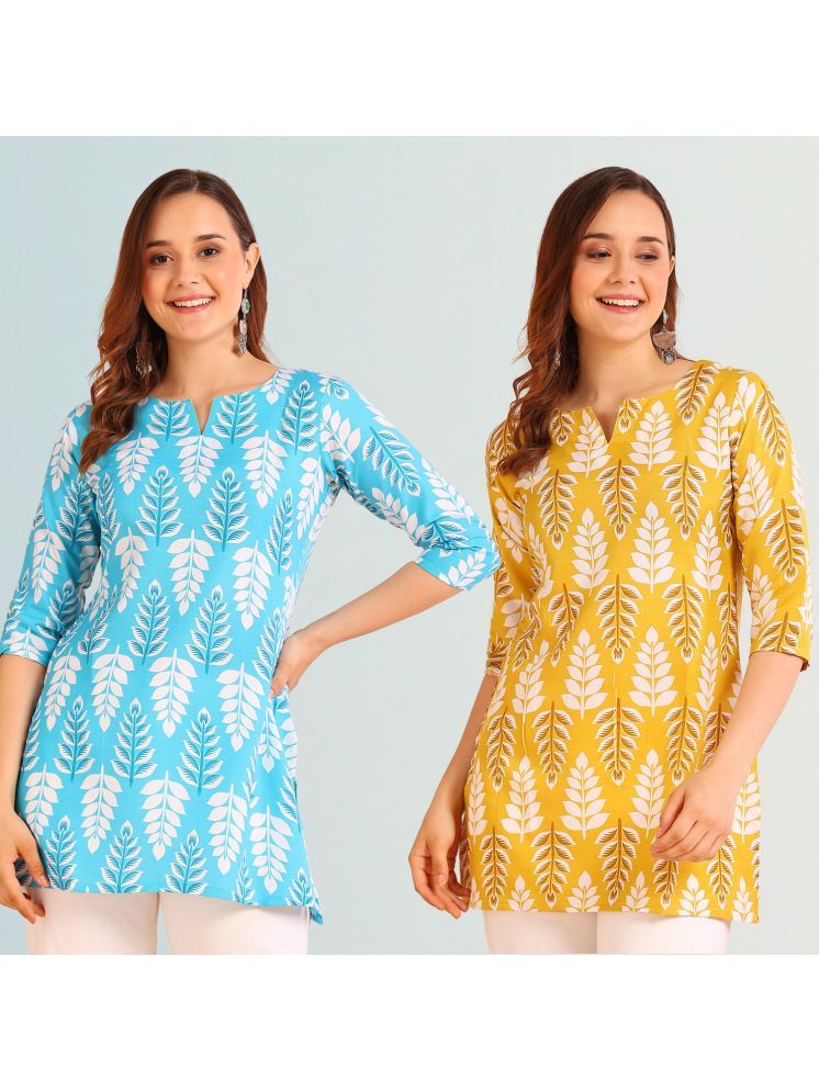     			DSK STUDIO Viscose Printed Straight Women's Kurti - Turquoise ( Pack of 2 )