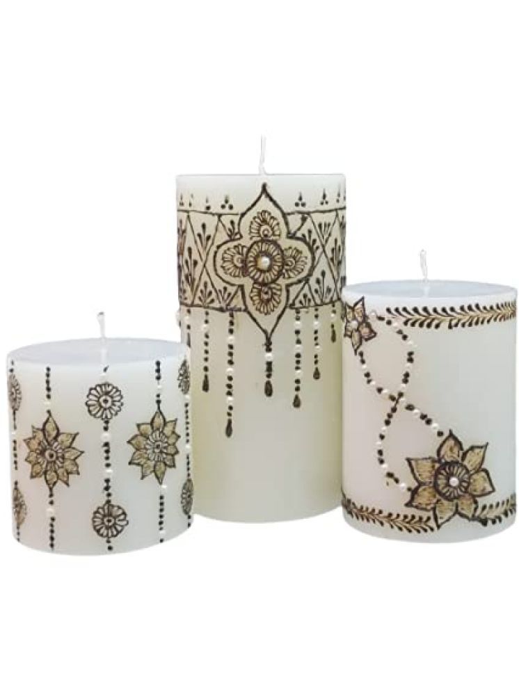     			Floish White Unscented Pillar Candle 15 cm ( Pack of 3 )