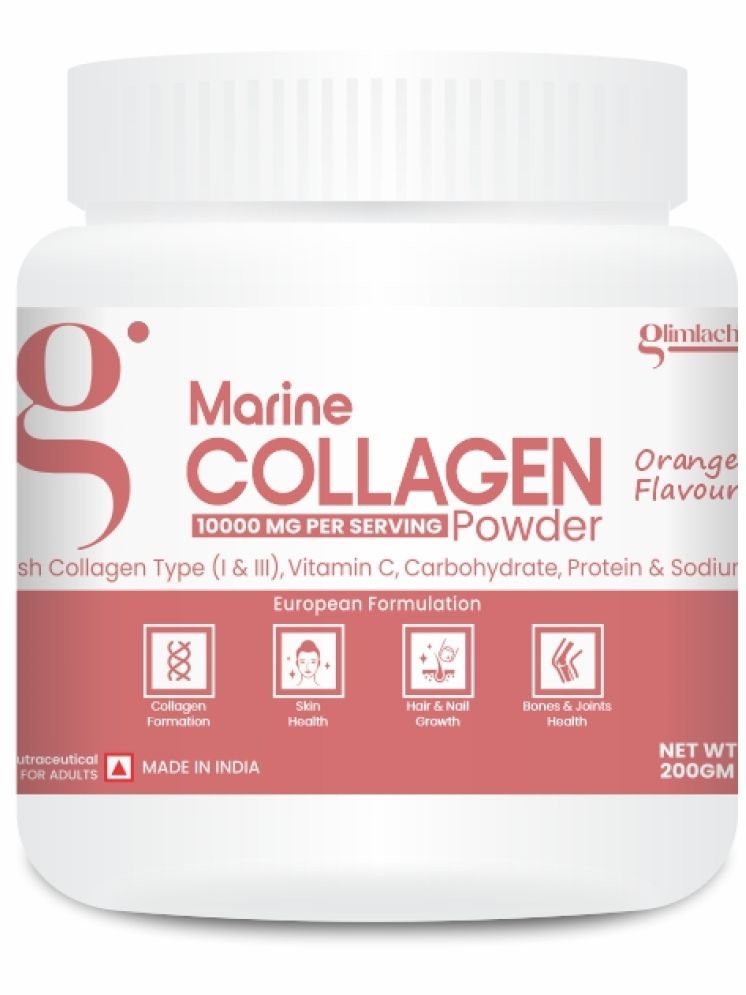     			GLIMLACH Marine Collagen Supplements for Women & Men, 200g | Hydrolyzed Collagen Powder and Amino Acids | Supports Healthy Skin, Hair, Nails, Bone & Joint | Orange Flavor