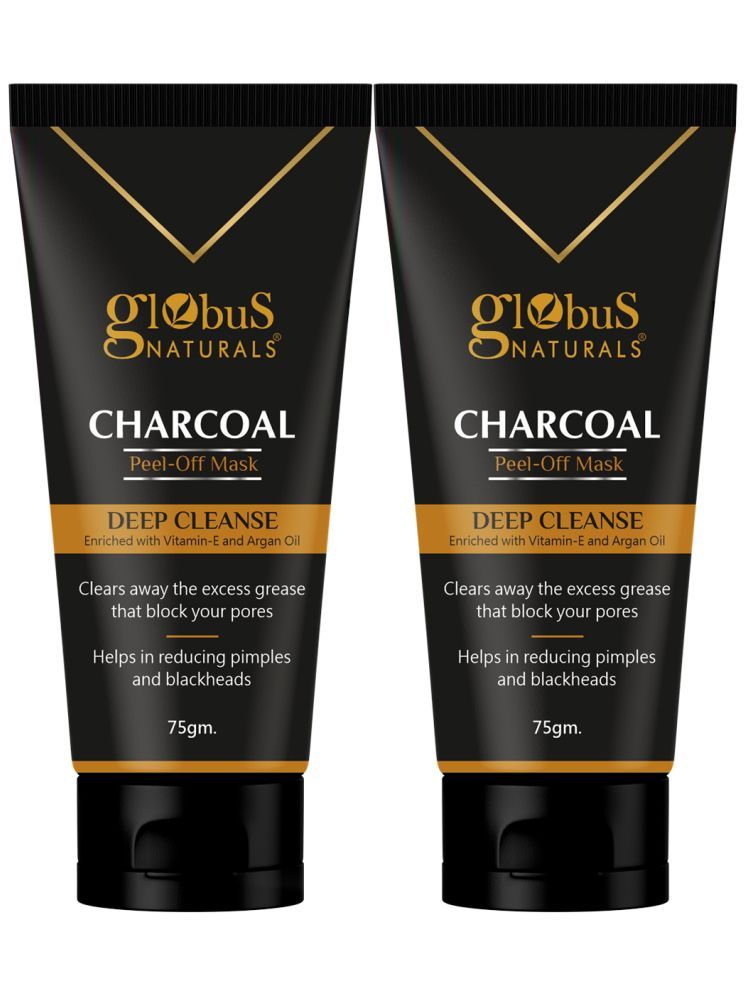     			Globus Naturals Charcoal Peel Off Mask, Deep Cleanse, Enriched with Vitamin E & Argan Oil, 75gms (Pack of 2)