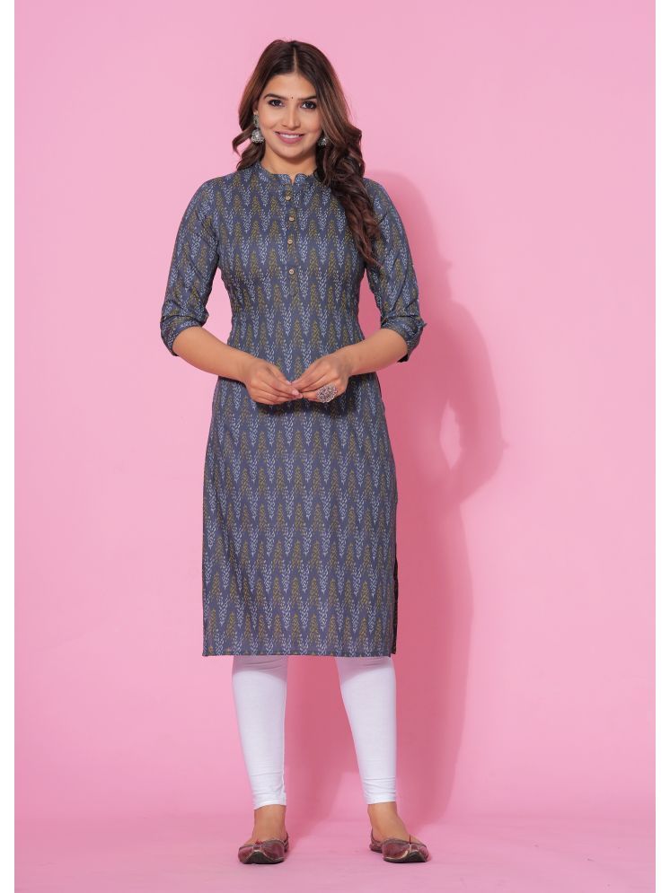     			GlowWorld Viscose Blend Printed Straight Women's Kurti - Grey ( Pack of 1 )