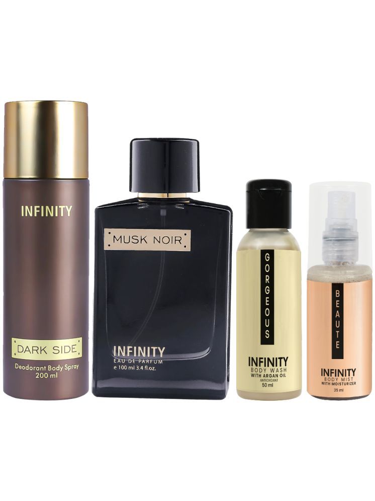     			Infinity Musk Noir Perfume, Dark Side Deodorant, Gorgeous Body Wash & Beaute Body Mist Long Lasting Pack of 4