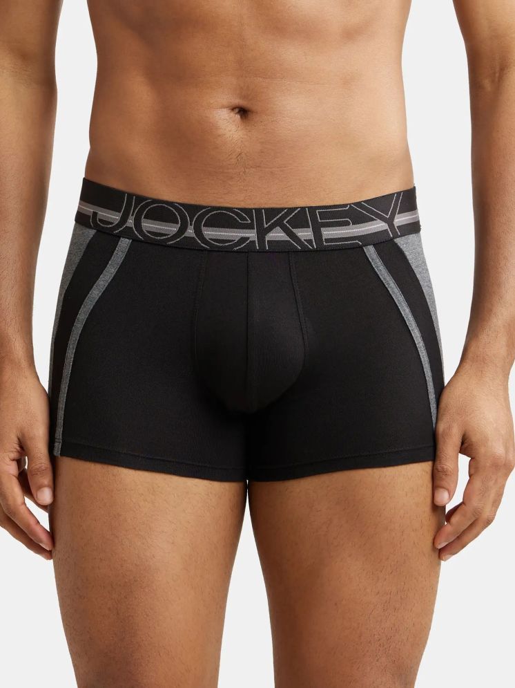     			Jockey US21 Men Super Combed Cotton Elastane Stretch Solid Trunk - Black