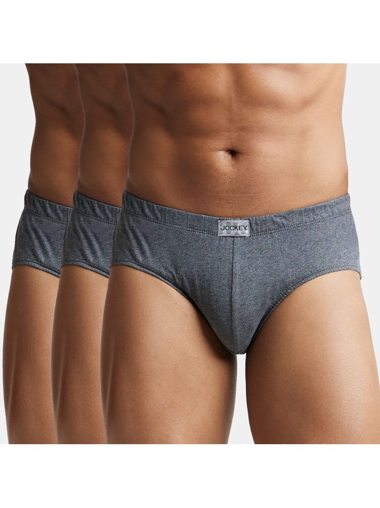     			Jockey 8035 Men Super Combed Cotton Solid Poco Brief - Charcoal Melange (Pack of 3)