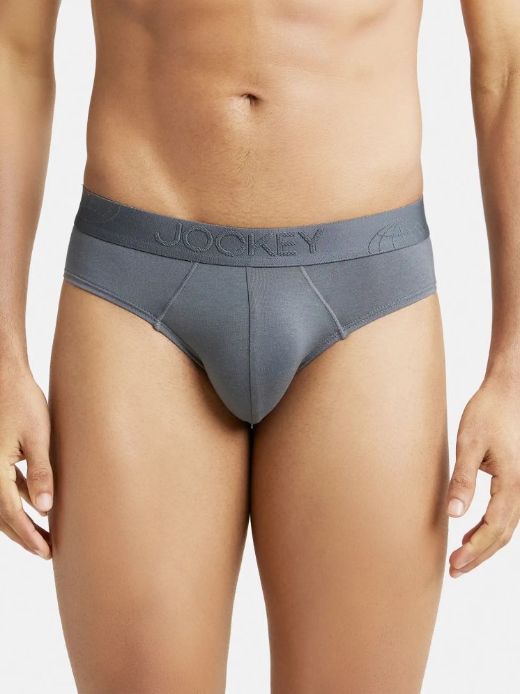     			Jockey IC24 Men Tencel Micro Modal Cotton Elastane Stretch Solid Brief - Gun Metal