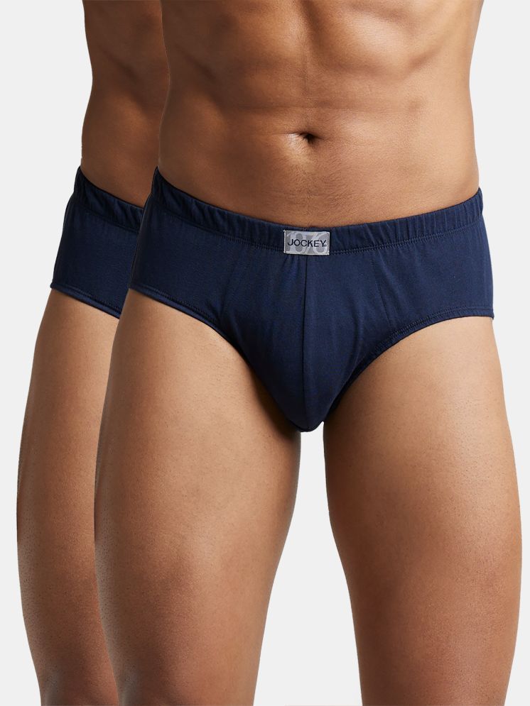     			Jockey 8035 Men Super Combed Cotton Solid Poco Brief - Deep Navy (Pack of 2)