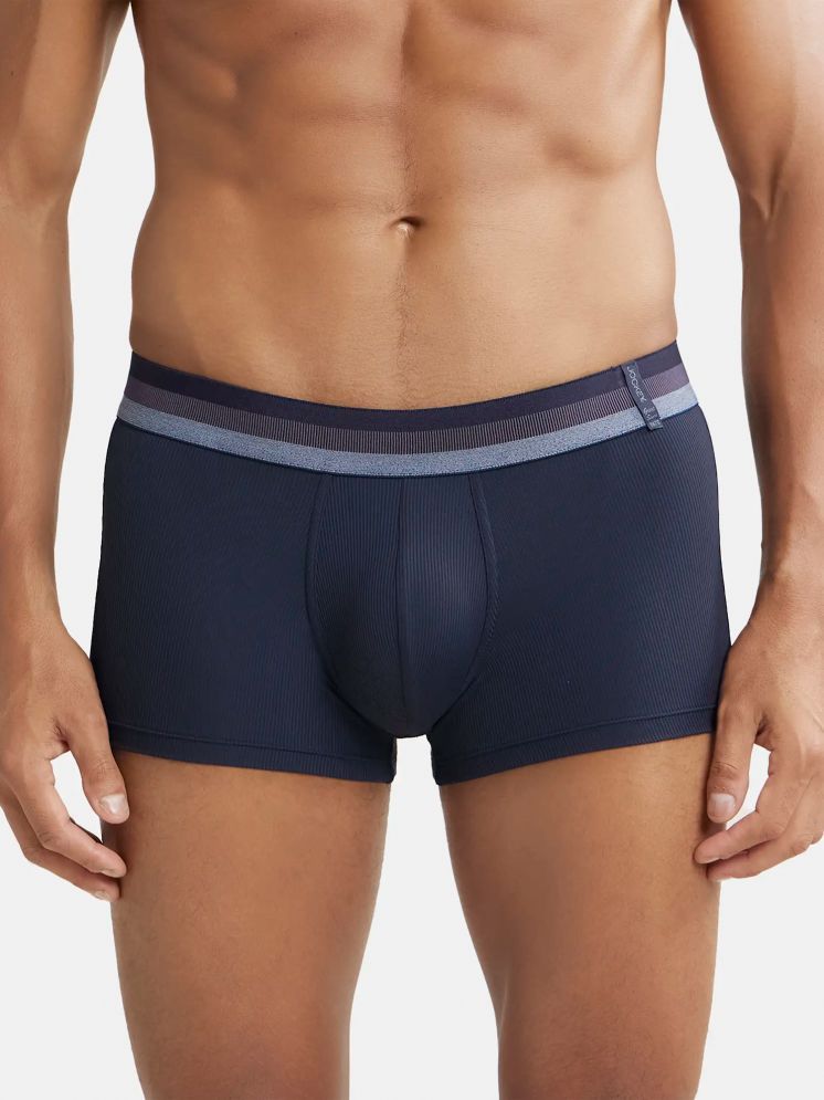     			Jockey HG14 Men Microfiber Elastane Stretch Rib Solid Trunk with StayDry Treatment - Midnight Navy