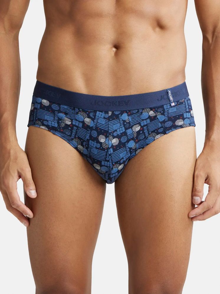     			Jockey US52 Men's Super Combed Cotton Printed Brief - Navy