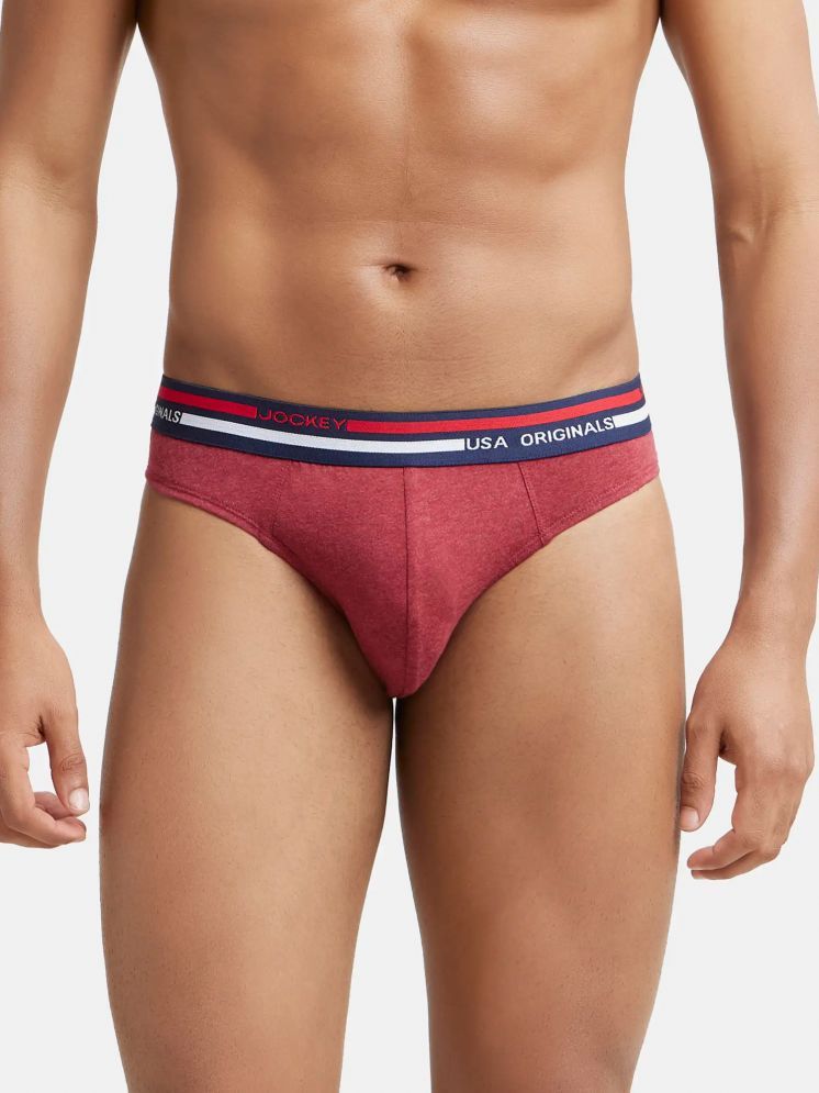     			Jockey US49 Men Super Combed Cotton Solid Brief with Ultrasoft Waistband - Red Melange