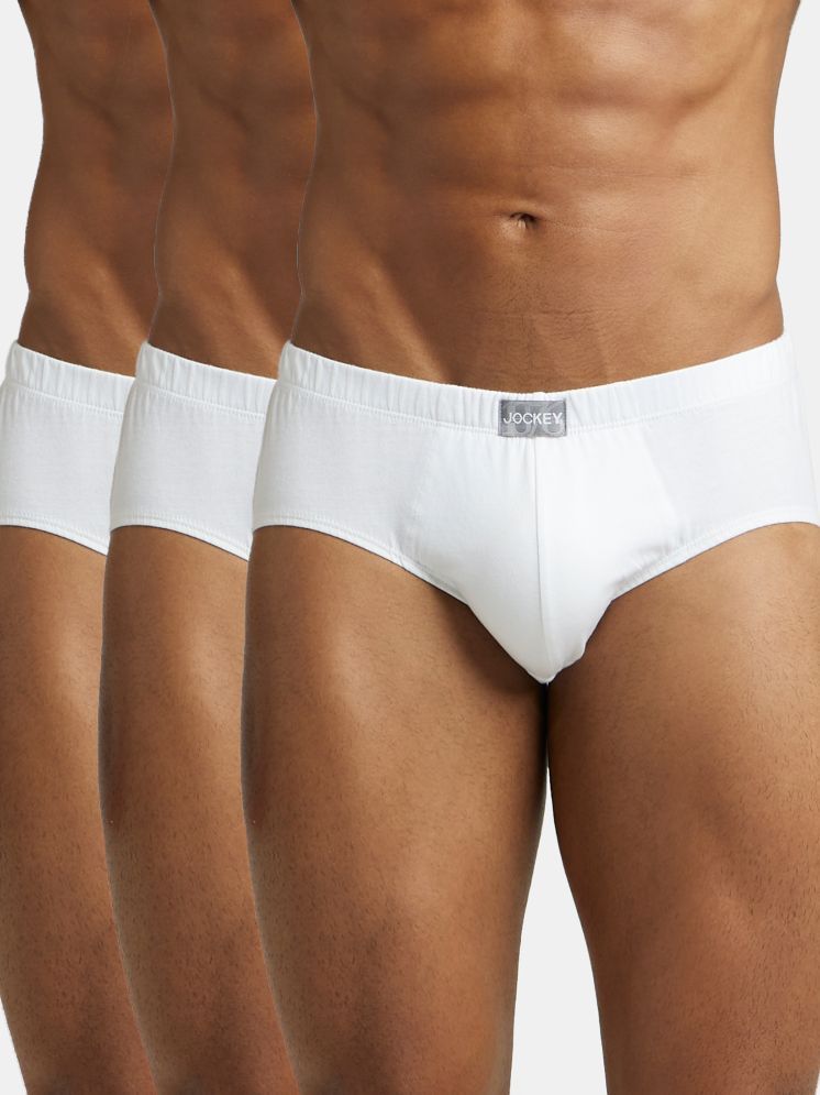     			Jockey 8035 Men Super Combed Cotton Solid Poco Brief - White (Pack of 3)