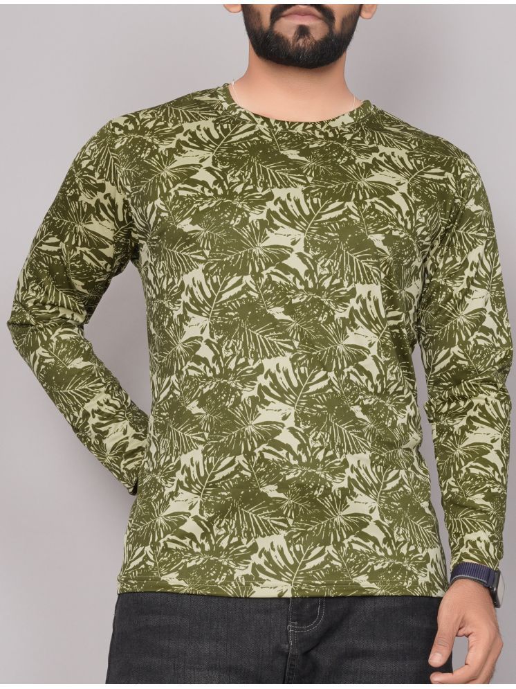     			KAJARU Polyester Regular Fit Printed Full Sleeves Men's Round T-Shirt - Sea Green ( Pack of 1 )