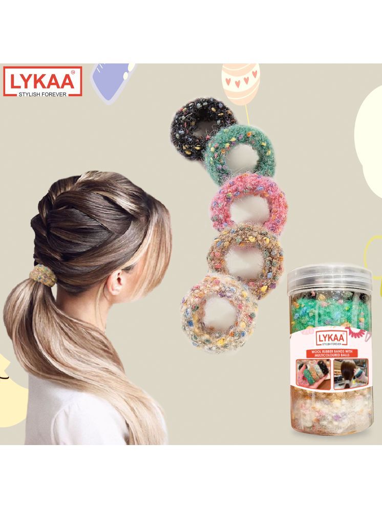     			Lykaa Soft Stretchable hair rubber band hair ties ponytail holder hair Band - Pack of 5 (Multicolor)