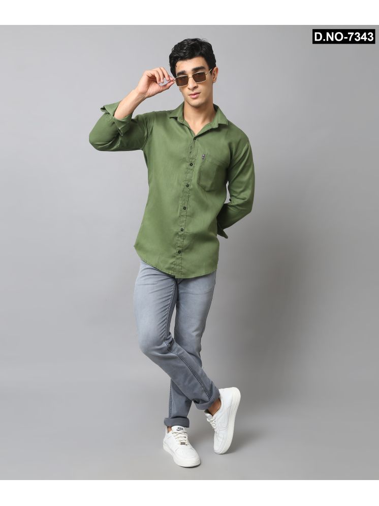     			NEW-18 100% Cotton Regular Fit Solids Full Sleeves Men's Casual Shirt - Green ( Pack of 1 )