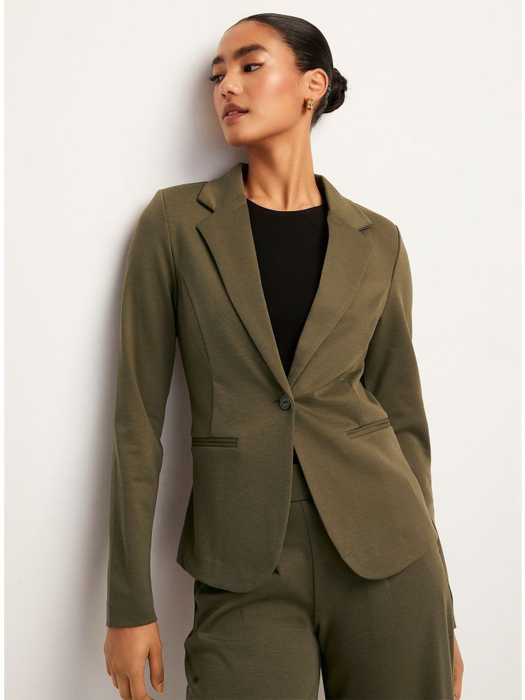     			PPTHEFASHIONHUB - Cotton Blend Green Blazers