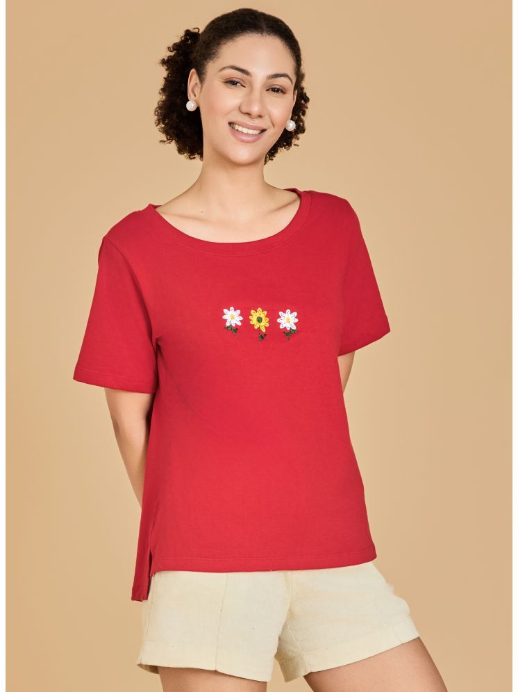     			Urban Sundari Red Cotton Blend Regular Fit Women's T-Shirt ( Pack of 1 )