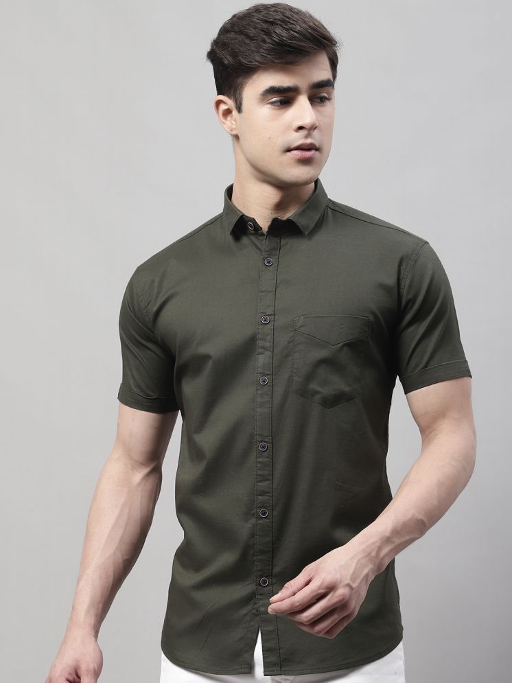     			MAJESTIC MAN 100% Cotton Slim Fit Solids Half Sleeves Men's Casual Shirt - Olive ( Pack of 1 )