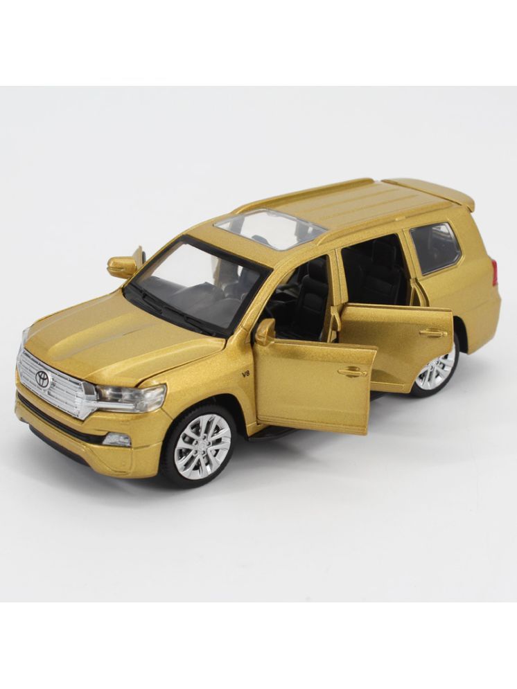     			PANSHUB 1:32 Scale Die-Cast Metal Toyota Land Cruiser Car with Openable Doors and Pull Back Action with Sound Light Mini Auto Toy Car for Kids (Pack of 1) (1:32 Land Cruiiser Car - Yellow)