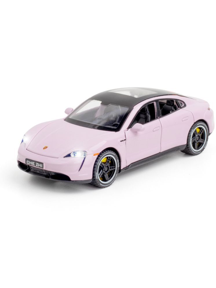     			PANSHUB 1:32 Scale Die-Cast White Porrsche Taycan with Openable Doors,Pull Back Action & Glowing Lights and Model Metal Pullback Toy (1:32 Porrsche Taycan Car-Pink)