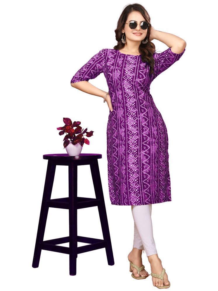     			PEAFOWL INCORPORATION Crepe Printed Straight Women's Kurti - Purple ( Pack of 1 )