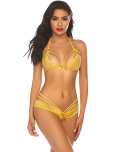 COMFY ATTIRE Lace Women's Bra & Panty Set ( Yellow )