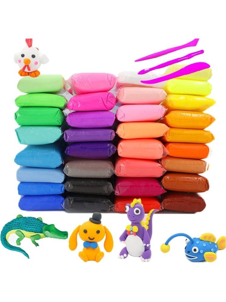     			Eclet (Pack of 12) Air Dry Clay, Colorful Children Soft Clay, Creative Art Crafts, Gifts for Kids-Multi Color. Non-Toxic Modeling Magic Fluffy Foam Bouncing Clay Putty Kit for Kids with Tools.131