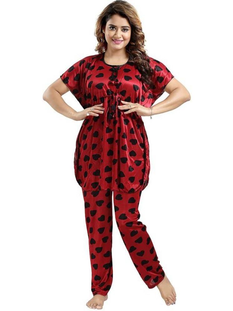     			Gangomi Multicolor Satin Women's Nightwear Nightsuit Sets ( Pack of 1 )