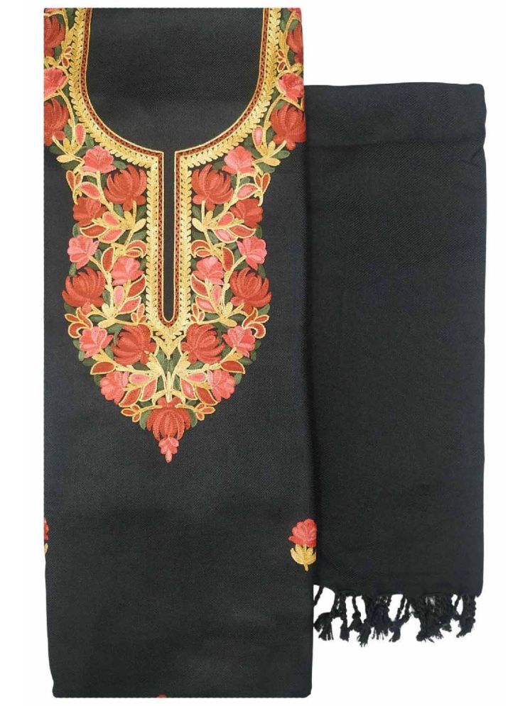     			KASHMIRI Unstitched Woollen Embroidered Dress Material - Black ( Pack of 1 )