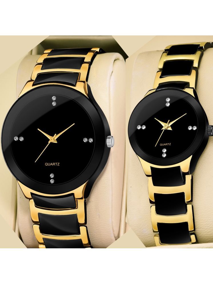     			LOUIS KOUROS Gold Metal Analog Couple's Watch